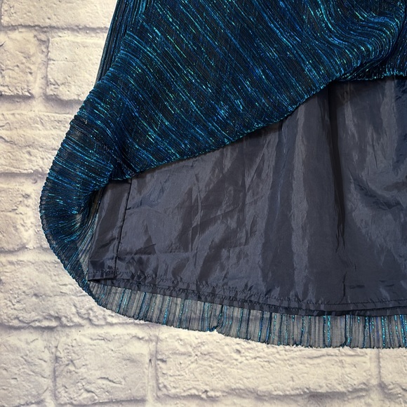 Metallic Blue Shimmer Midi Party Skirt Pull On Style - Girls Size XL 14-16 - Picture 7 of 12